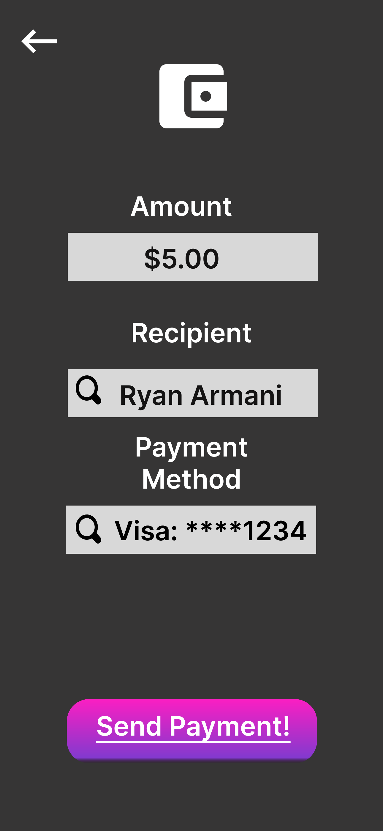 Transactify filled payment screen